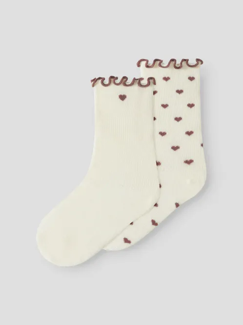 Hovedbilde Rosita Sokker 2 pk., Turtledove/Rose Taupe Hearts