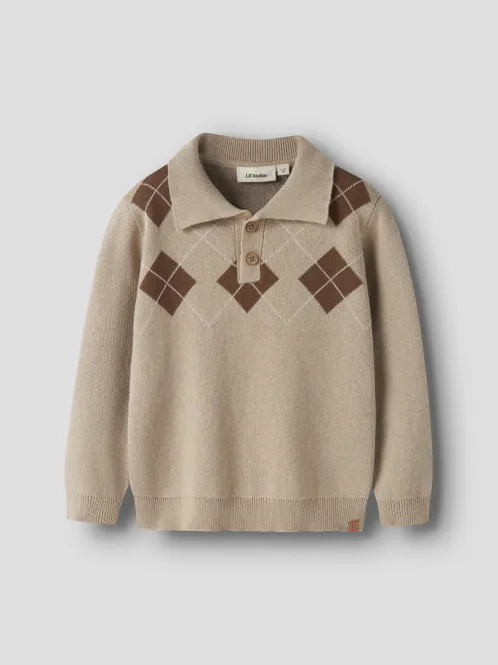 Hovedbilde Ronan LS Strikket Polo Genser, White Pepper - ...